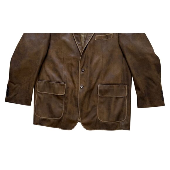 Mantoni Italy Design Faux Suede Leather Blazer Jacket Brown 48R - Picture 3 of 7